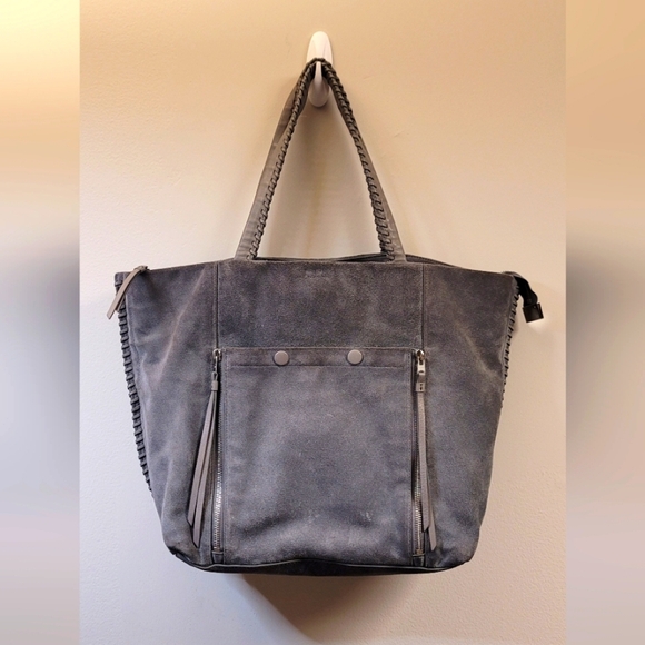 All Saints Handbags - All saints fleur de lis gray suede totebag